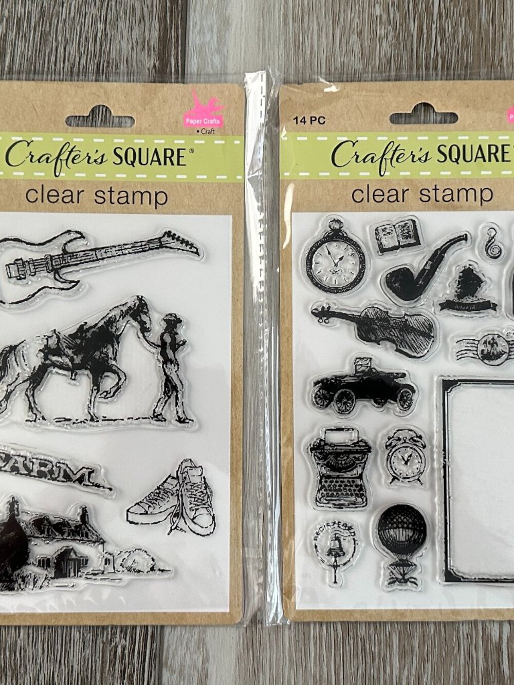 NWT 2 Sets of Clear Stamps for Scrapbooking etc Farm & Vintage Themes Horse Jeep